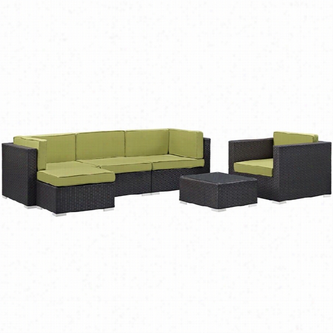 Modway Convene 6 Picee Outdoor Couch Fix In Espresso And Pperidot