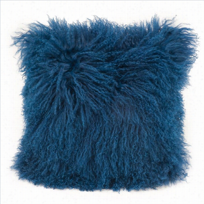 Moe's Lamb Fur Pillow In Blue