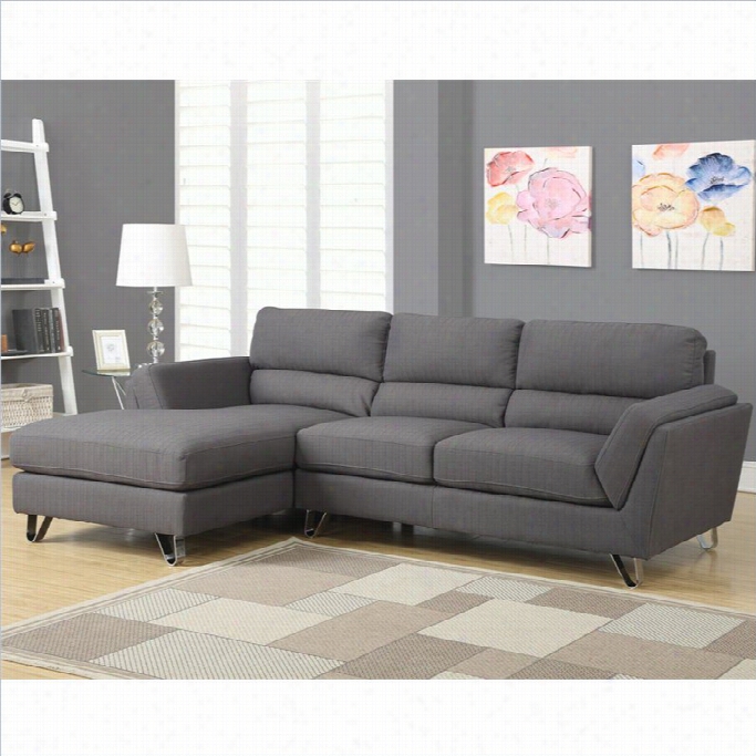 Monarch Sofa Lounger In Charcoal Gray With C Hrome Feet