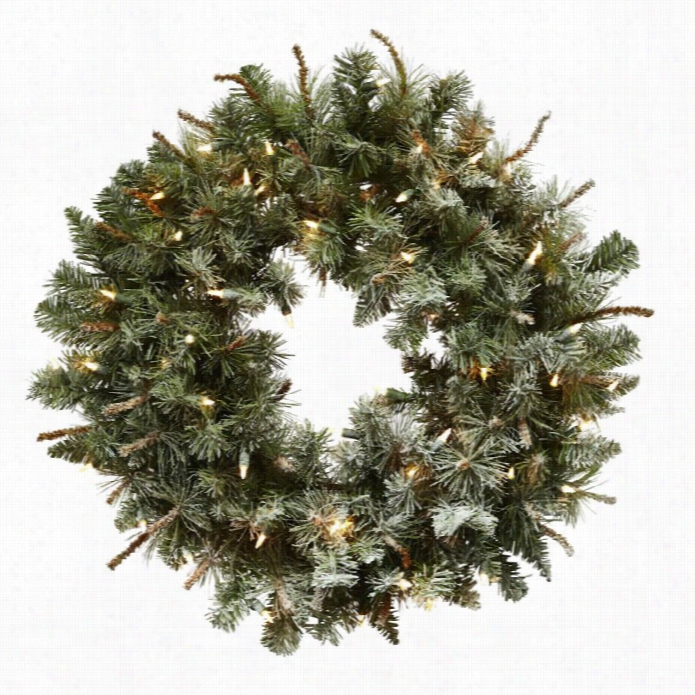 Nearly Natural 30 Li Ghted Frosted Pine Wreath