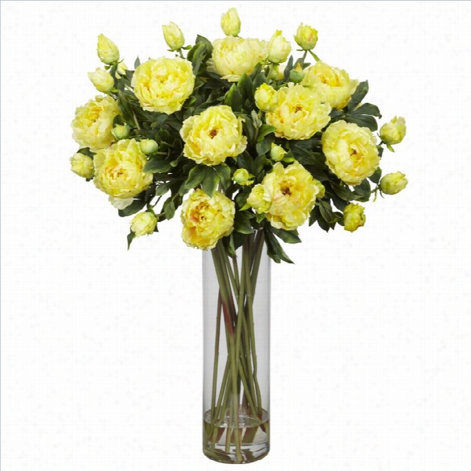 Nearly Natural Giant Peony Silk Flower Arrangement  In Golden