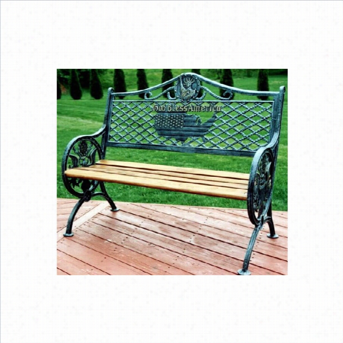 Oakland  Living God Bless America Cast Aluminum Bench-antique Pewter