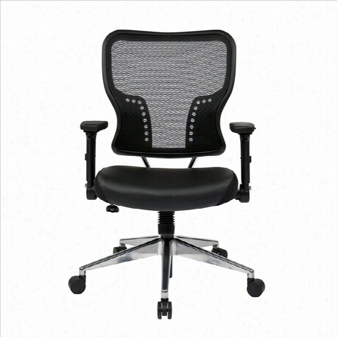 Office Star 213 Series Airgrid Bback  And Leather Seatoffice Chair In Black