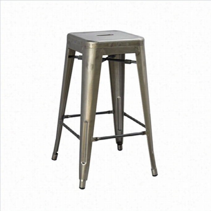 Office Star Bristow 26 Antique Metal Bar Stool In Gunmetal-set Of 2