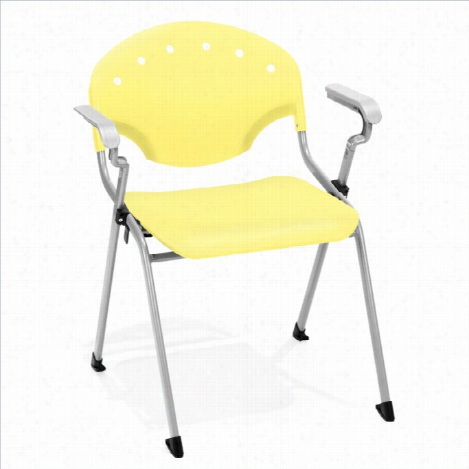 Ofm Rico Stack Stacking Chair With Arms In Silve Rand Yellow