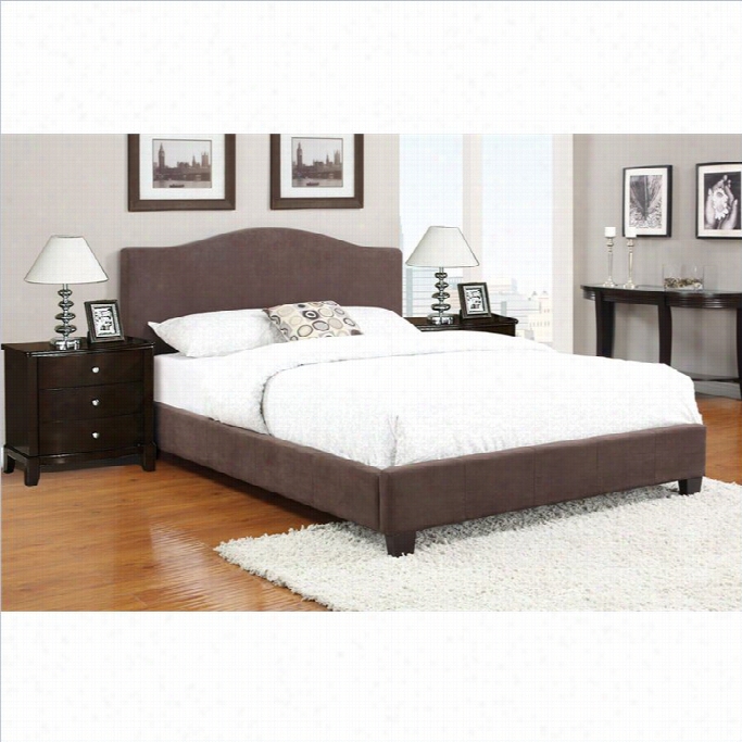 Poundex 3 Piece Queen Size Upholstered Bedroom Set In Chocolate