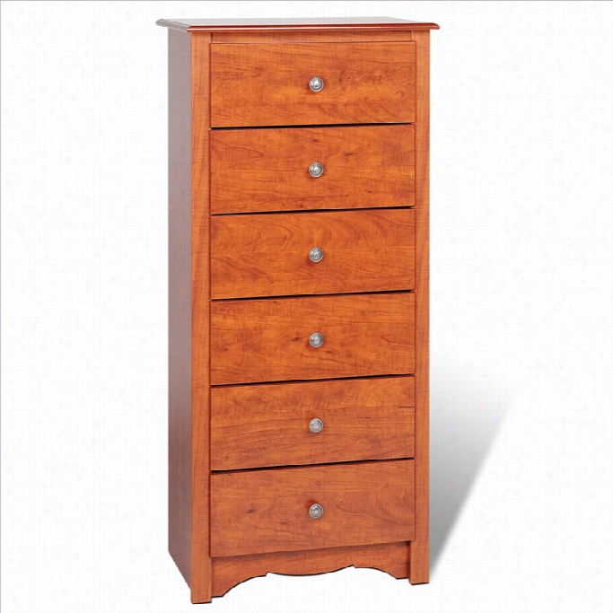 Prepac Monterey 6 Drawer Lingerie Chest In Cherry Finish