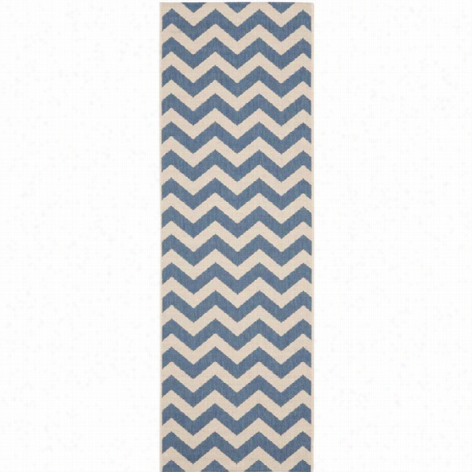 Safavieh Ourtyard Polypropylene Runner Rug Cy6244-243-210 In Blue And Beige