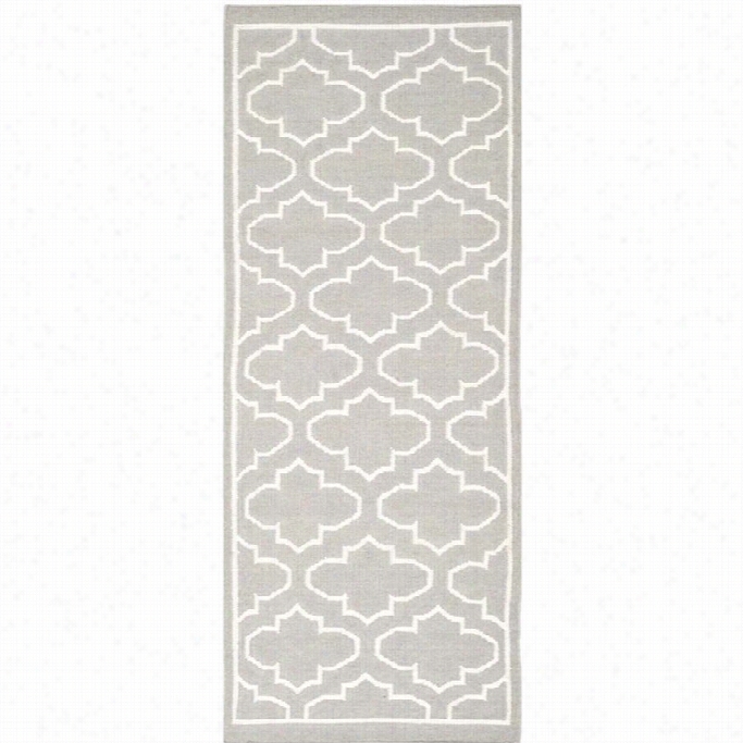 Safavieh Dhurries Grey  Ocbtemporary Rug - 2'6 X 9'