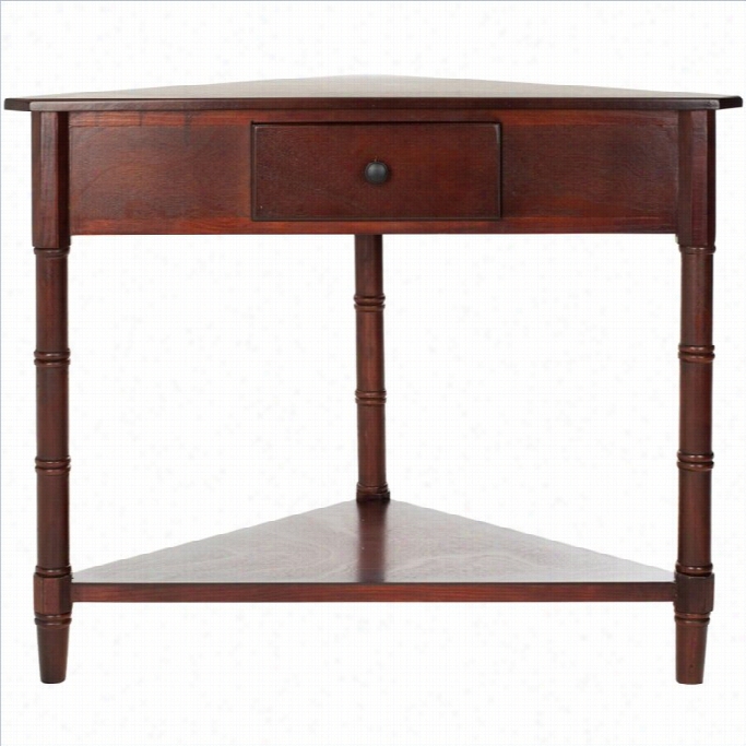 Safavieh Gabe Wood Corner Table In Adrk Cherry