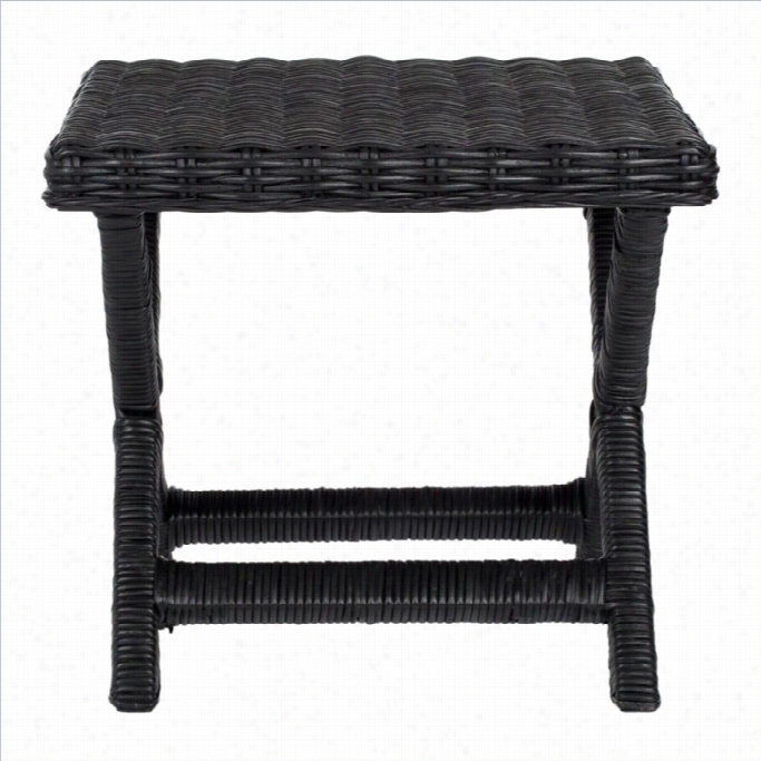 Safavieh Manor Wicker And Wooden Bench In Black