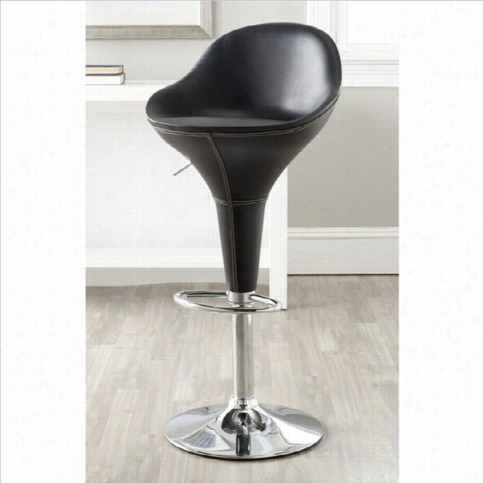 Safavieh Repto Ne 23.8-32.3 Chrome Steel Baar Stool In Black