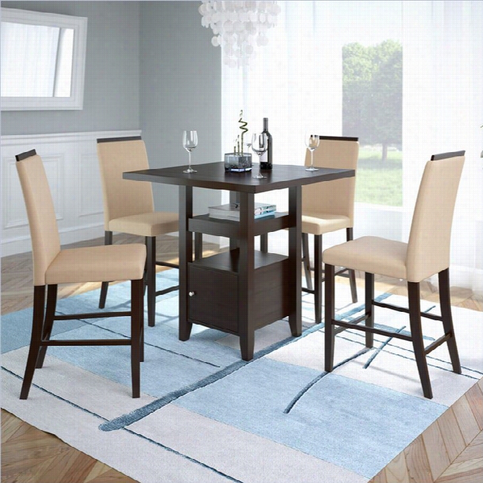 Sonax Corliving 5pc Bist Ro 36 Counter Height Rich Acppuccino Dining Set - Deswrt Sand