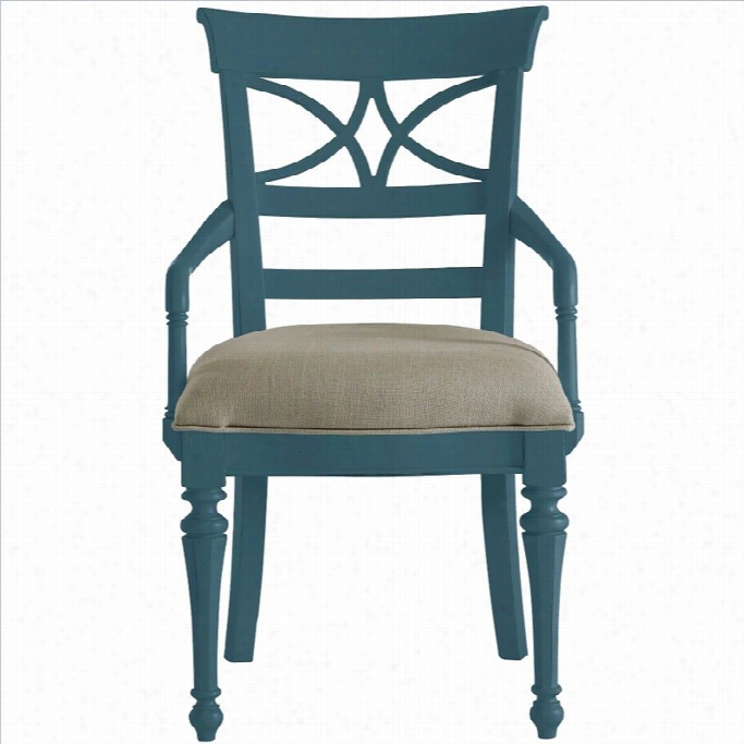 Stanley Furniture Coastal Living Retreat Sea Wacth Arm Dining Chair In English Blue