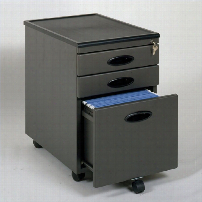 Studio Rta 3 Drawer Metal Mobile Filing Cabinet In Pewter And Blac