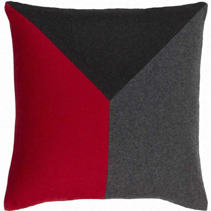 Surya Jonah Pily Ifll 18 Square Piklow In  Red And Black