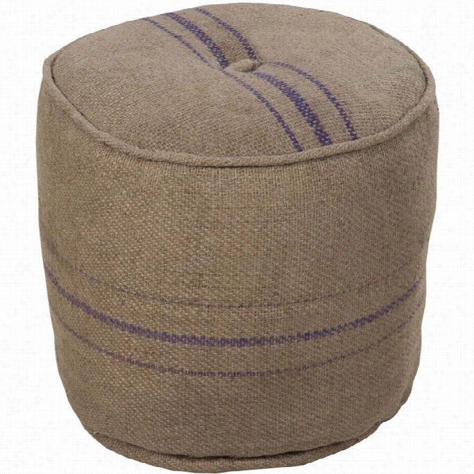 Surya Jute Cylinder  Pouf Ottoman In Brown