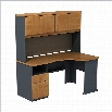 Bush BBF Series A Expandable Desk with Hutch Storage in Natural Cherry