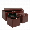 Office Star Metro 3 Piece Eco Leather Ottoman Set in Red