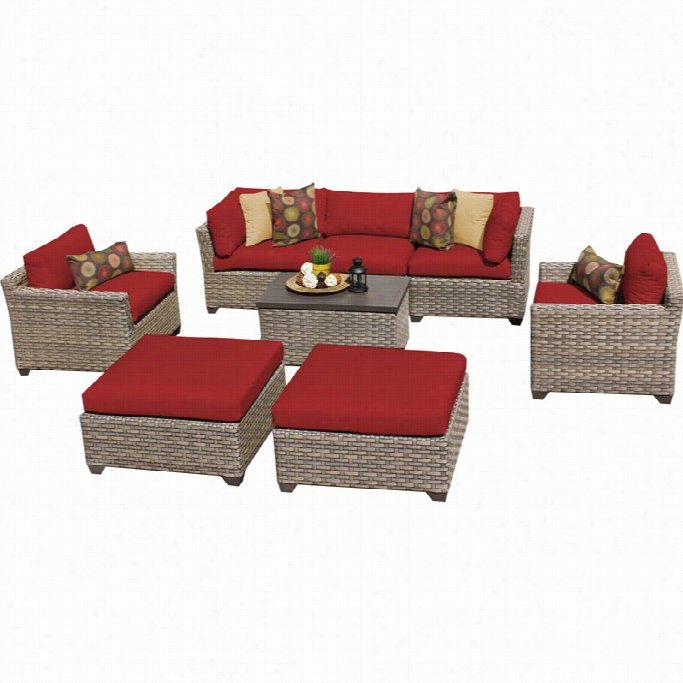 Tkc Monterey 8 Iece Outdoor Wicker Sofa Set In Terracotta