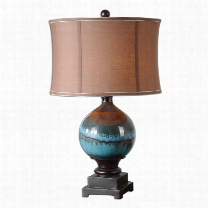 Uttermost Padula Ceramic Table Lamp In Glossy Blie