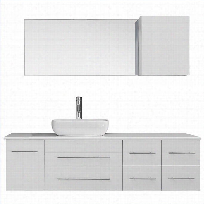 Virtu Usa Jystine 59 White Stone Single Bathroom Vanity Cabinet Set In White