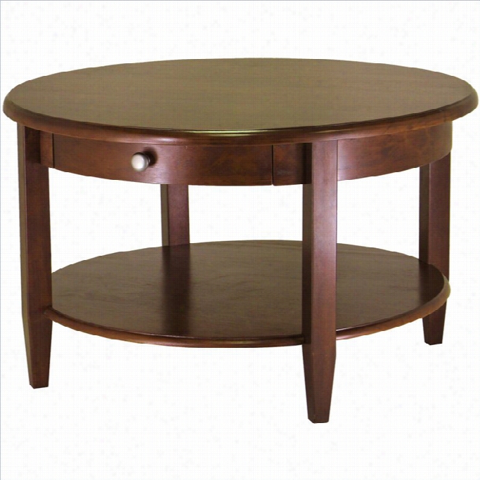 Cheerful Concord Round Wood Coffee Table Ih Antique Walnut