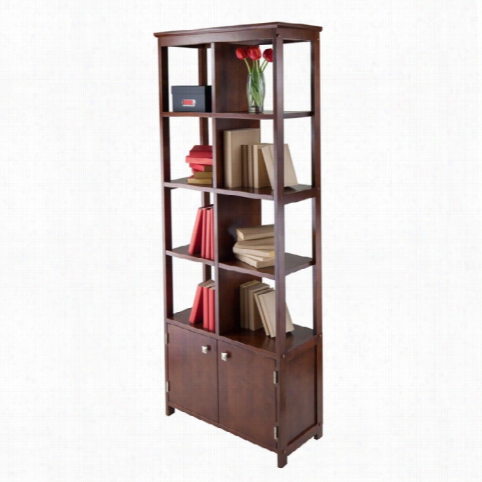 Winsome Oscarr Display Curio Shelf In Antique Walnut