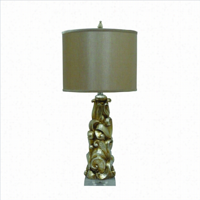 Yosemite Home Decor 31 Inch Resin Table Lamp With Brown Fabric Shade