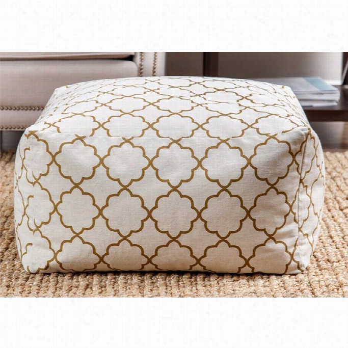 Abbyson Living Milana Moroccan Fabric Pouf In Gold Lattice