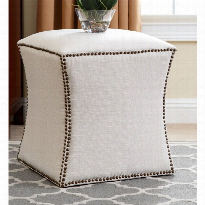 Abbyson Livingg Waevrly Square Tufted Nailhead Ottoman In Cream