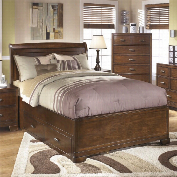 Ashley Alea Wood Full Sleigh Drawer Bed In Browb