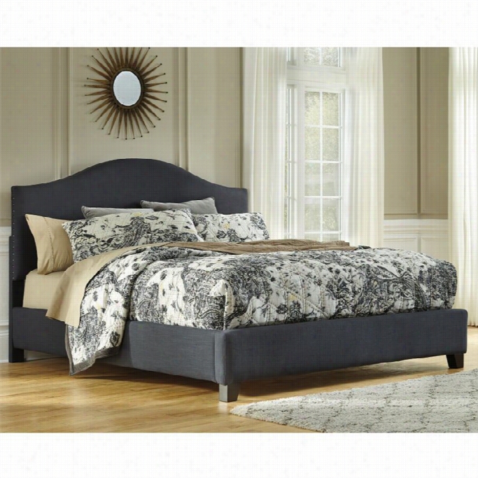 Ashley Kasidon Fabric Upholstered King Arched Bed In Gray
