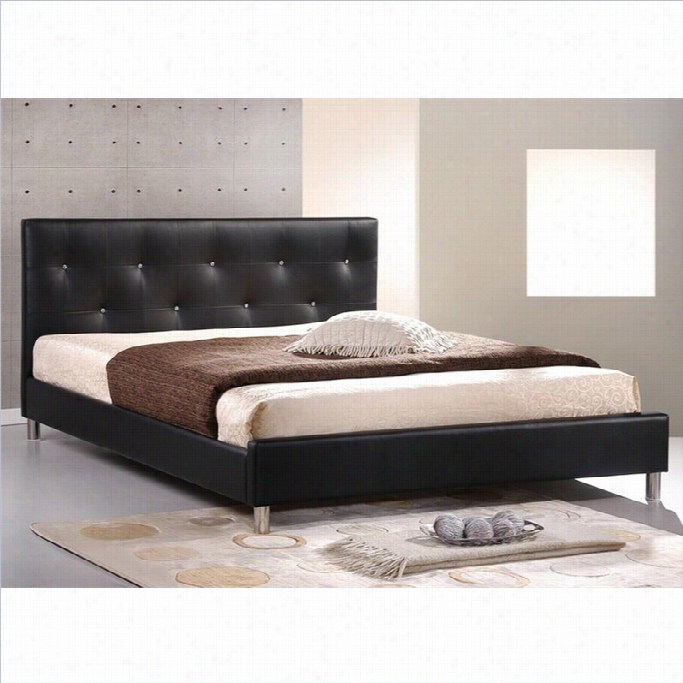 Baxton Studio Barbararqueen Bed  With Crystal Button Tufting In Black