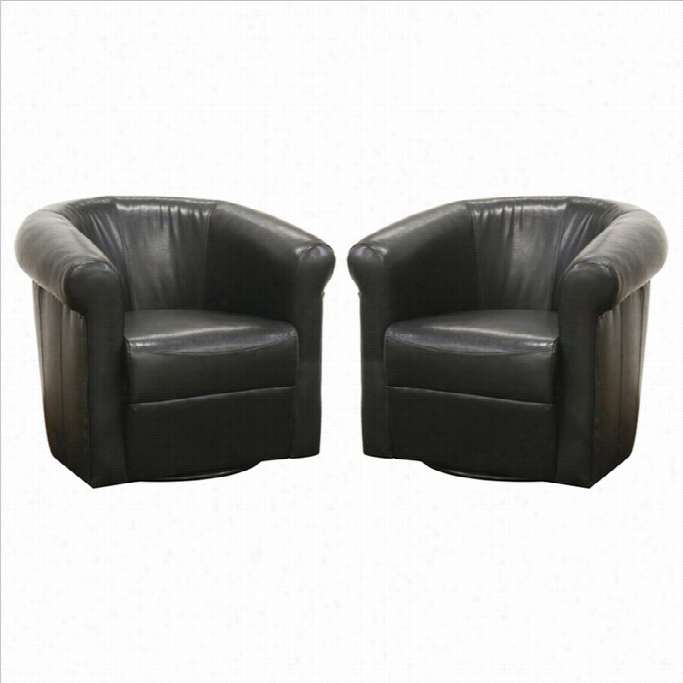 Baxton Sutdio Julian Faux Leather Club Chair In Black (se Of 2)