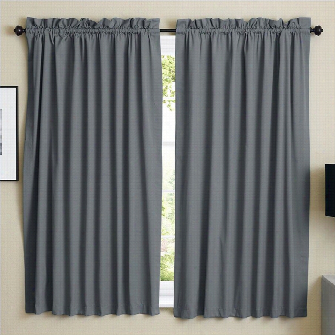 Blazing Needles Twill Curtain Panels N Steel Gray (set Of 2)