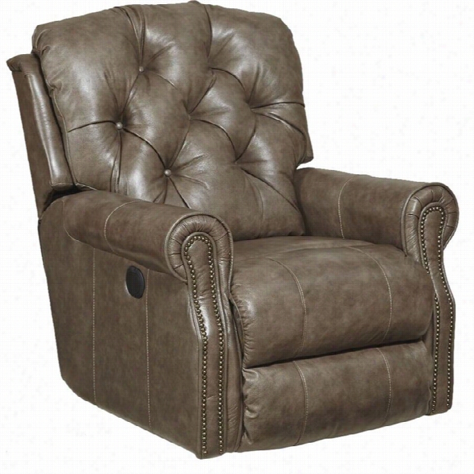 Catnapper Davidson Leather Rocker Recliner In Smoke