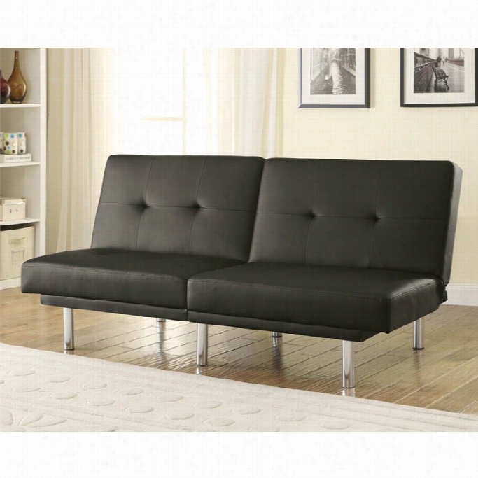 Coaster Contemporaary Slit Back Sleeper Sofa  In Black