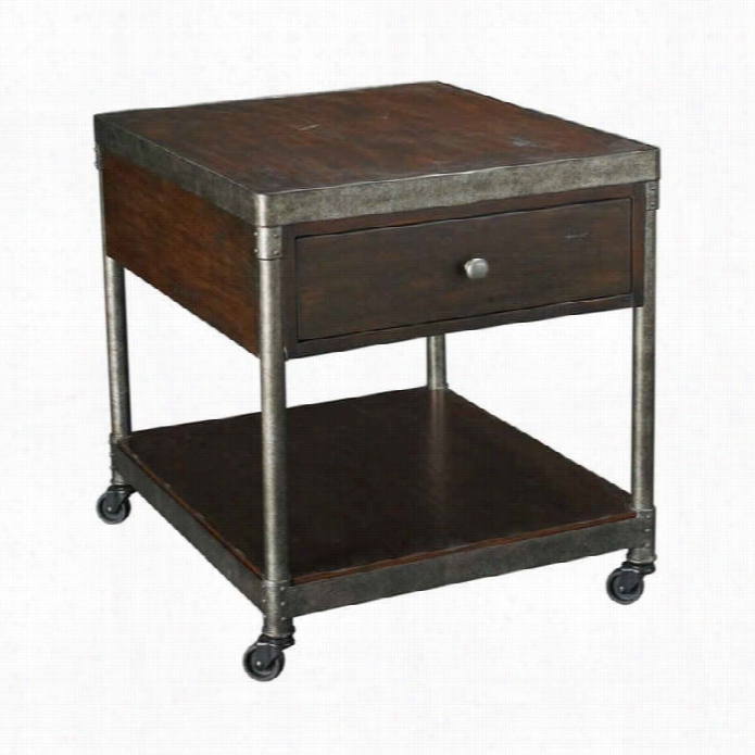 Hammary Structure Rectangular Drawer End Table In Distressed Brown