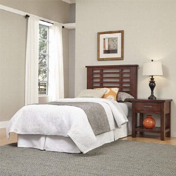 Home Styles Cabin Creek Twin Headboard And Night Stanx In Cehstnut