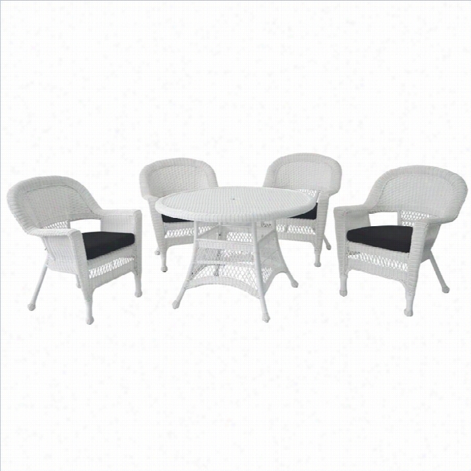 Jeco 5 Piede Icker Patio Dining Set In White And Black