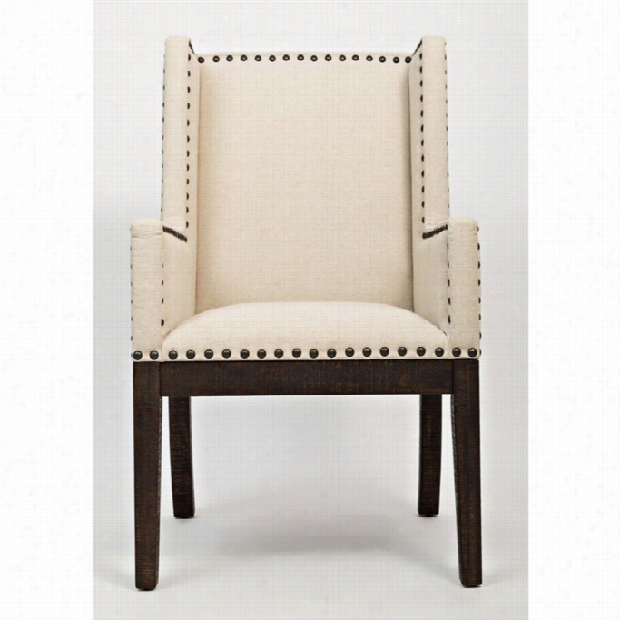 Jofran Pacific Heights Upholstered Dining Arm Chair In Bisque And Coffeee