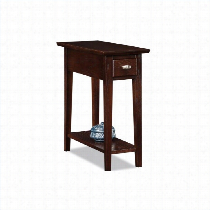 Leick F Urniture Chairside-rwcliner End Table In A Chocolate Oak Finish