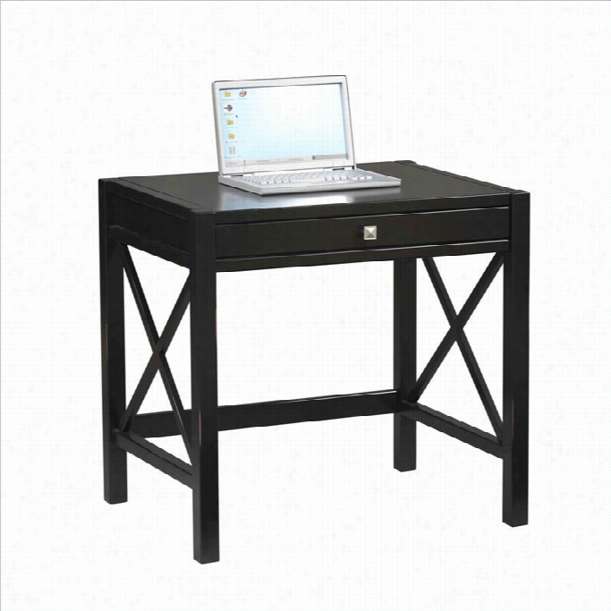 Linon Anna Laptop Desk In Ditsressed Antique Black