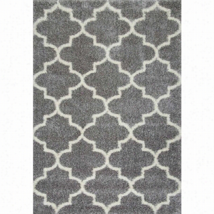 Nuoom 10'6 X 14' Luna Trellis Shag Rug In  Gray