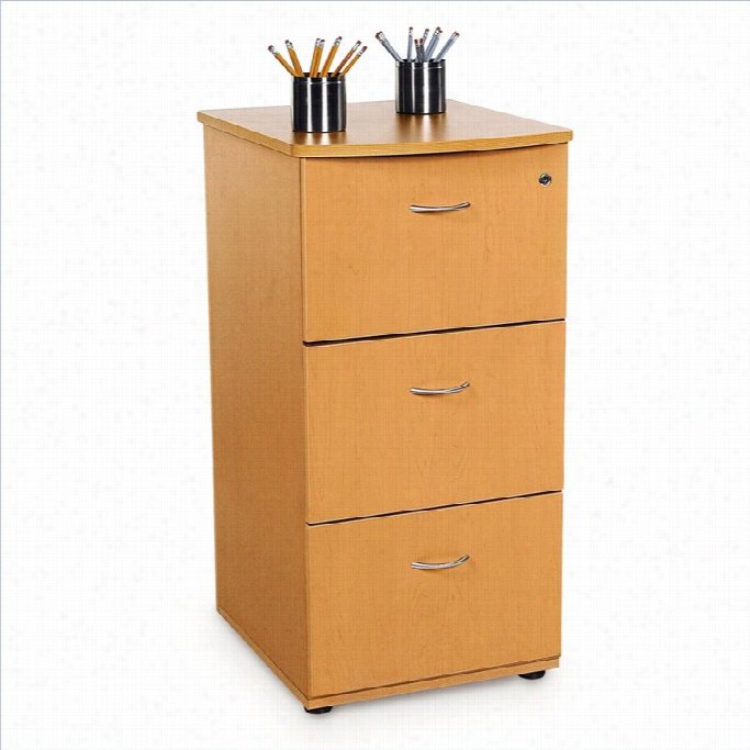 Ofm Milano Three-drawer File With Lock Ni Maple