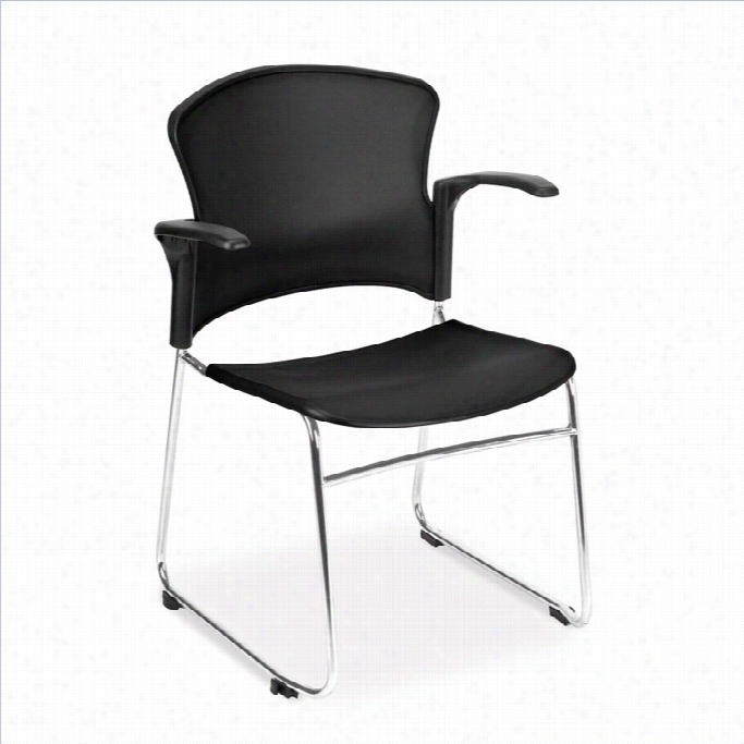 Of Mmulti--usee Plastic Seat And Back Stack With Arms In Black