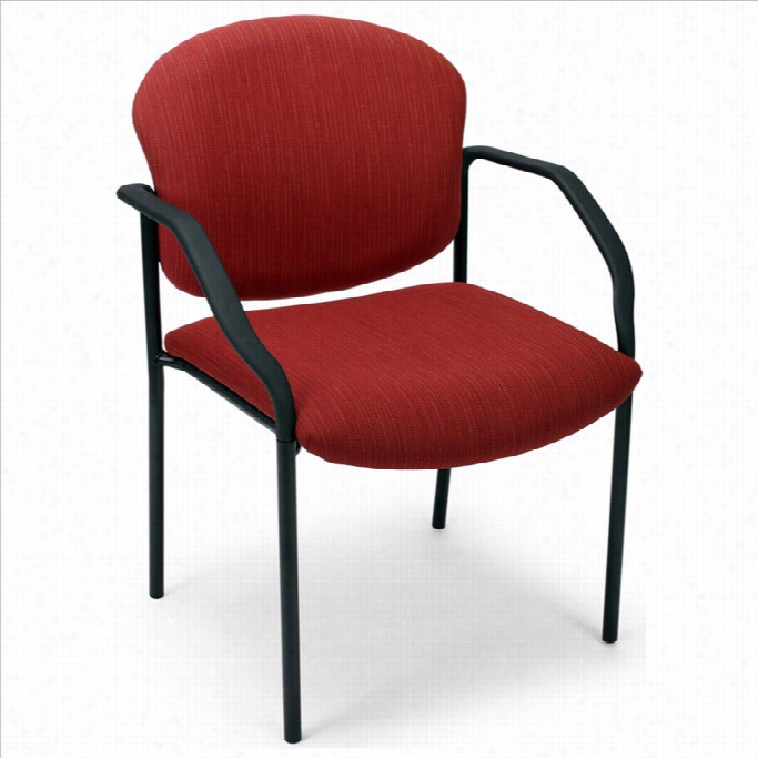 Ofm Reception Guest Chair With Arms In Cranberry