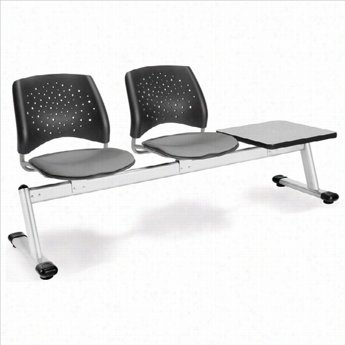 Ofm Star Beam Seating With 2 Seats And Table In Putty And Gray