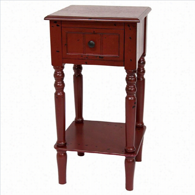 Oriental Furniture 28 Classic Accent Table In Antique Red